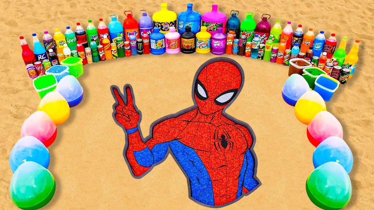Как поприветствовать Человека-паука с помощью Orbeez, гигантской Fanta, 7up, Coca Cola против Men...