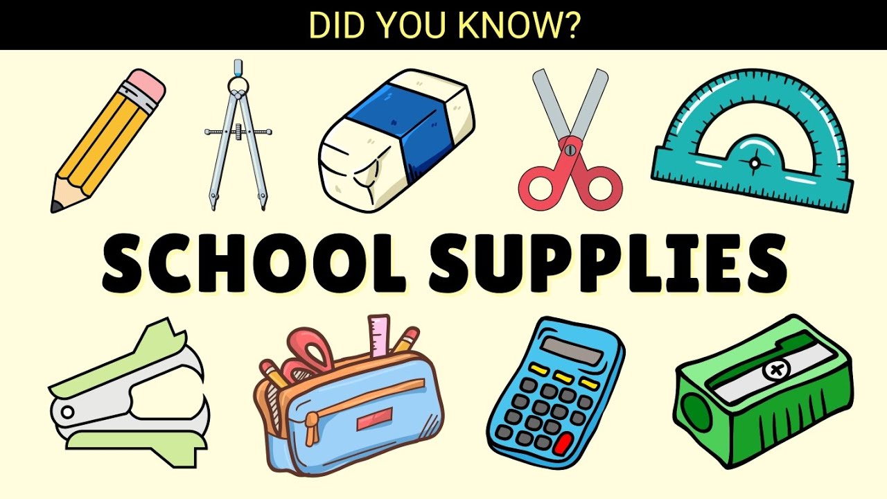 Learn 30 School Supplies in English in 3 Minutes | Study Tools Vocabulary with Pictures