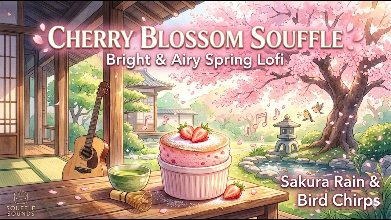 Cherry Blossom Souffle 🌸 Melodic Acoustic Lofi & Bright Spring Ambiance