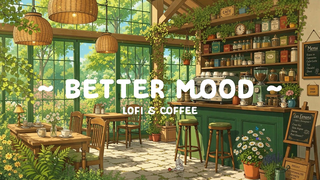 Peaceful Indoor Garden Cafe ☕ Relaxing Green Cafe 🌼 Positive Energy & Stress Relief with Lofi Cafe