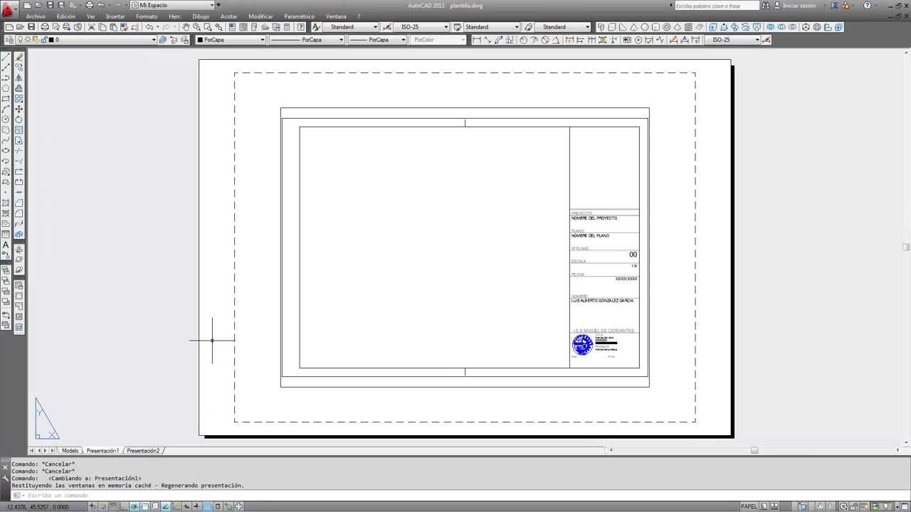Insertar cajetín en presentación y crear una plantilla en autocad