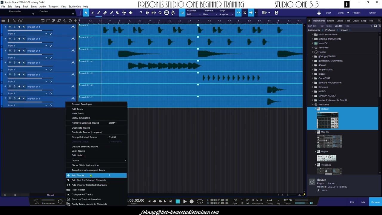 MIDI Drums Explode pitches & Transform to Audio - Studio One 5 - Home Studio Trainer