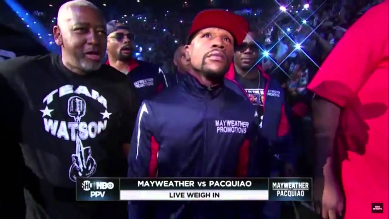 Floyd Mayweather makes his entrance with the rest of The Money Team