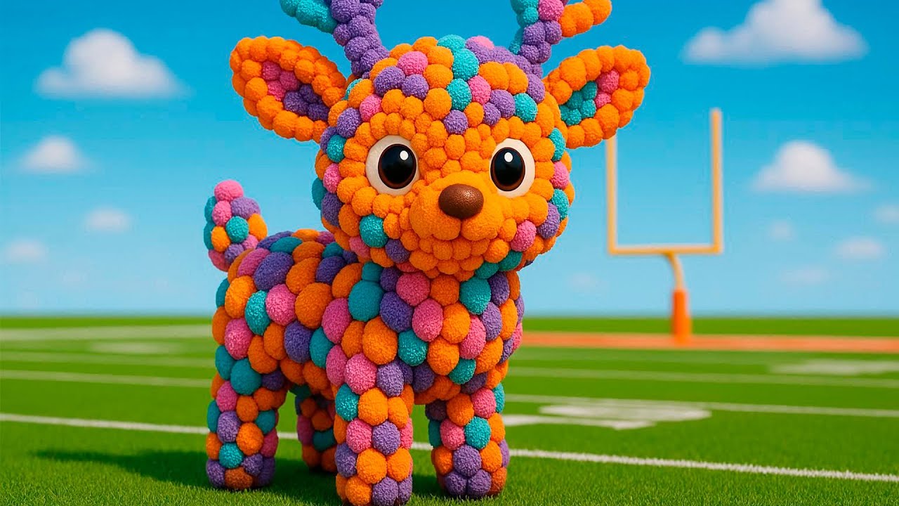The mascot vibrato assistant dog placed on the football field is popular, co-produced, and creative