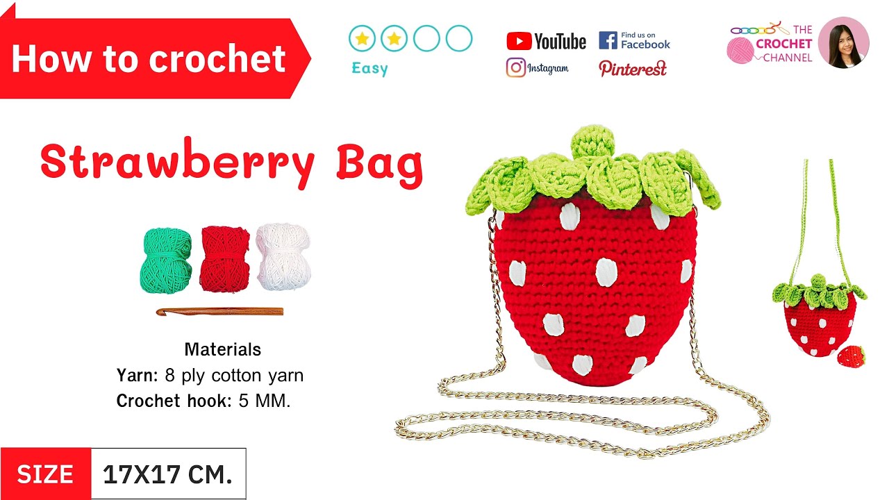 How to crochet A Sweet Strawberry Bag Super Cute crochet Bag with Free Pattern Very Easy DIY to Make