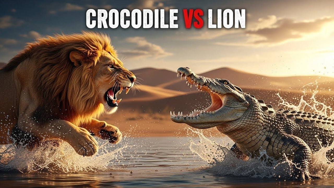 Crocodile vs Lion 😱 | Desert Water Battle | Who Wins? | Wild Animal Fight