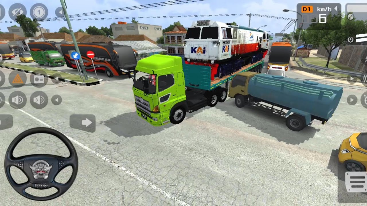 MANTUL PERMAINAN MOBIL TRUK TRAILER MUAT KRETA API DI KIRIM KE JAKARTA -GAME BUS SIMULATOR INDONESIA