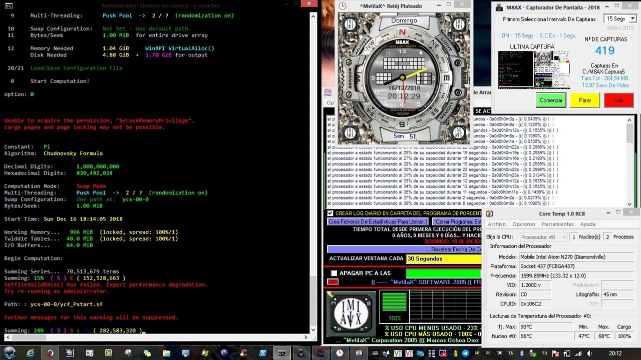 M8AX - Y-Cruncher 1000000000 Decimals Of Pi In Intel Atom n270 - Compaq Mini 311c With 3Gb Ram