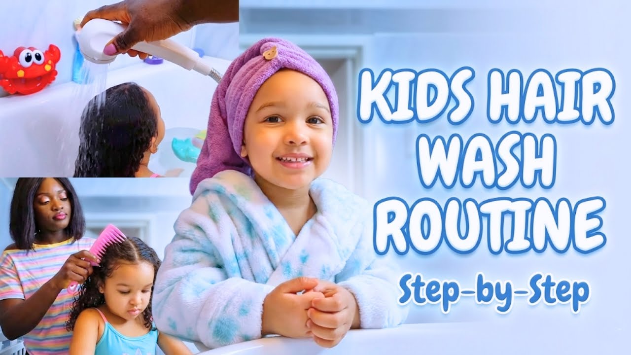 Пошаговая инструкция по мытью детских волос: распутывание, увлажнение и укладка.