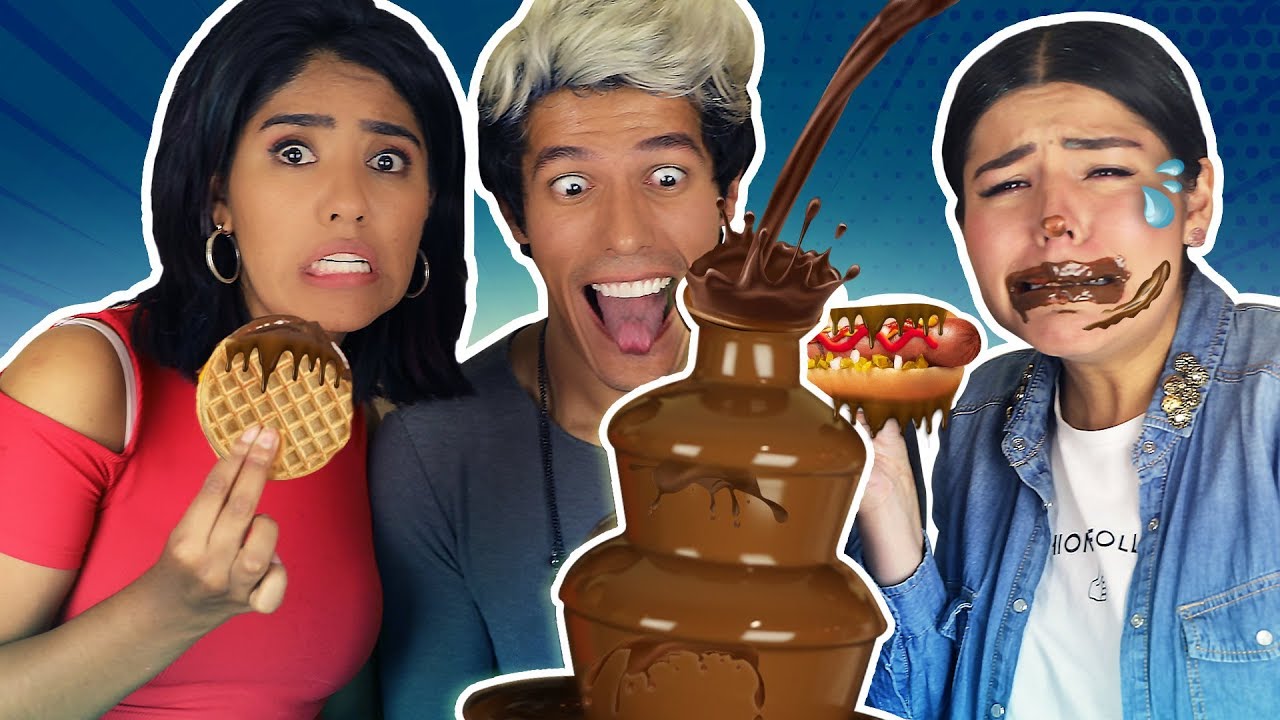 PROBAMOS COMIDA NORMAL EN FUENTE DE CHOCOLATE | LOS POLINESIOS