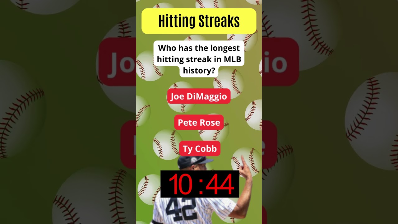 🏀⚾ Unbreakable Record: Longest Hitting Streak in MLB Revealed! #baseballtrivia #baseballquiz