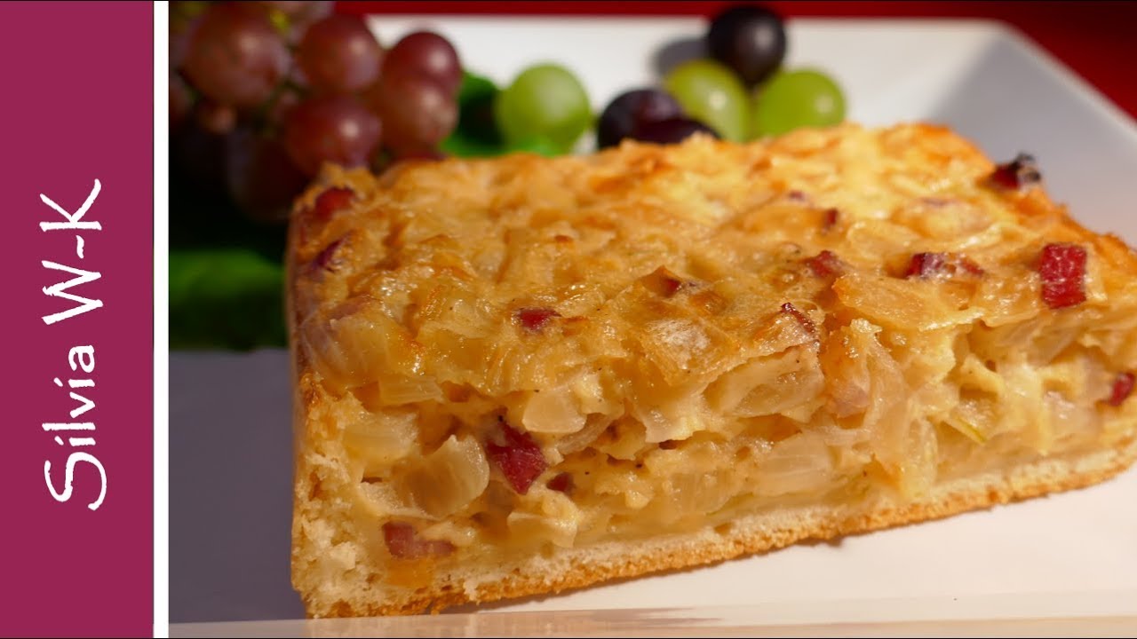 Zwiebelkuchen / Zwiebelkuchen-Schnitte / ohne Hefeteig / schnellere Variante