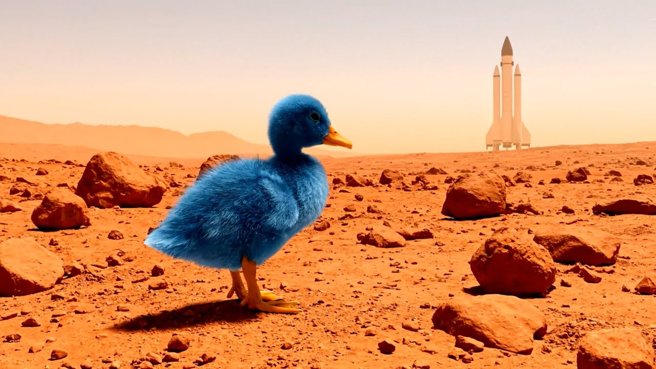 The Blue Duckling’s Space Adventure 🚀 Journey to the Moon and Mars