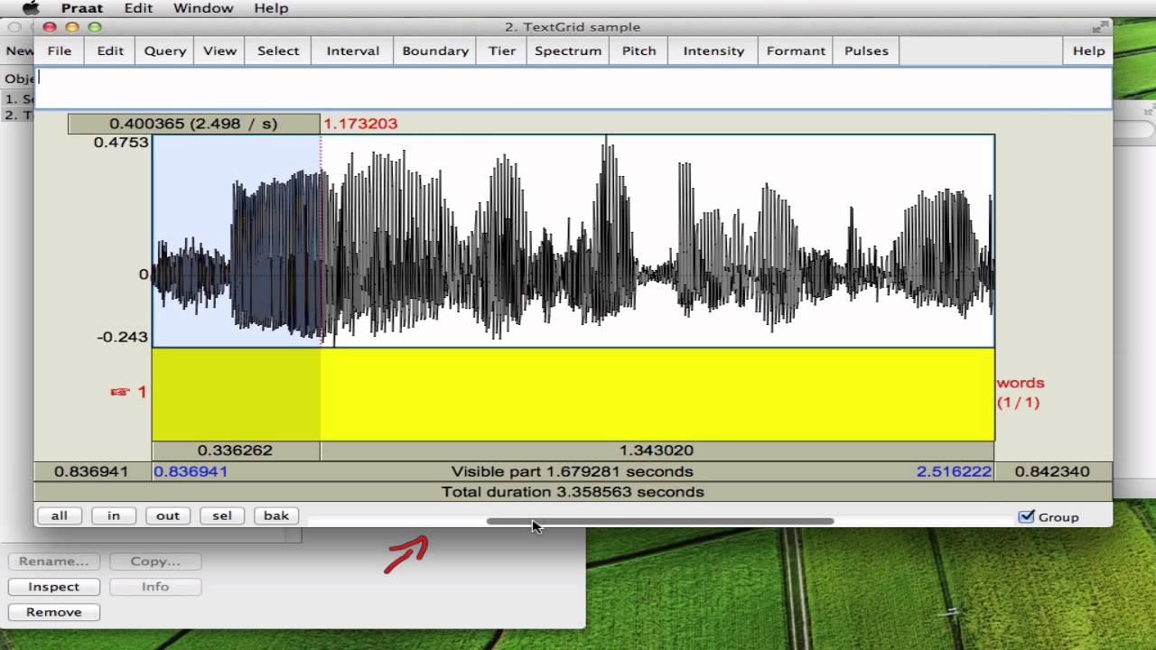 Transcribing speech with PRAAT