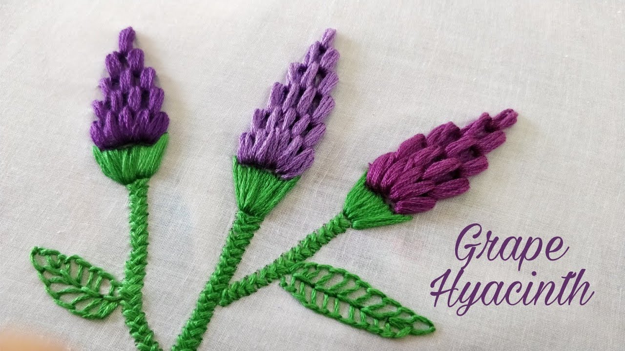 Grape Hyacinth/Cluster Stitch (Hand Embroidery Work)