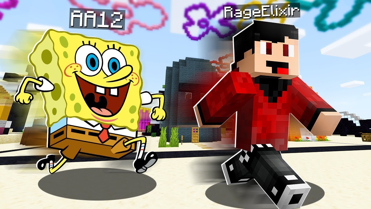 SPONGEBOB PRANK in MINECRAFT! * He FREAKED Out* (Minecraft Trolling Prank)