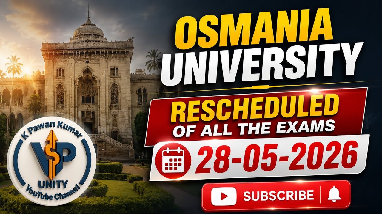 Osmania University Exams Rescheduled 2026 | May 28, 2026 Exams Postponed Latest Update
