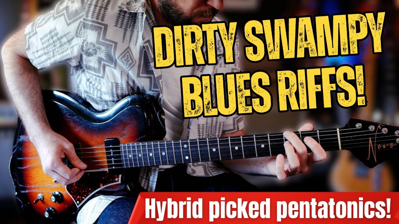 How to play Dirty Texas Blues Riffs! Pentatonics, Open Strings & Hybrid Picking. ZZ Top style lesson