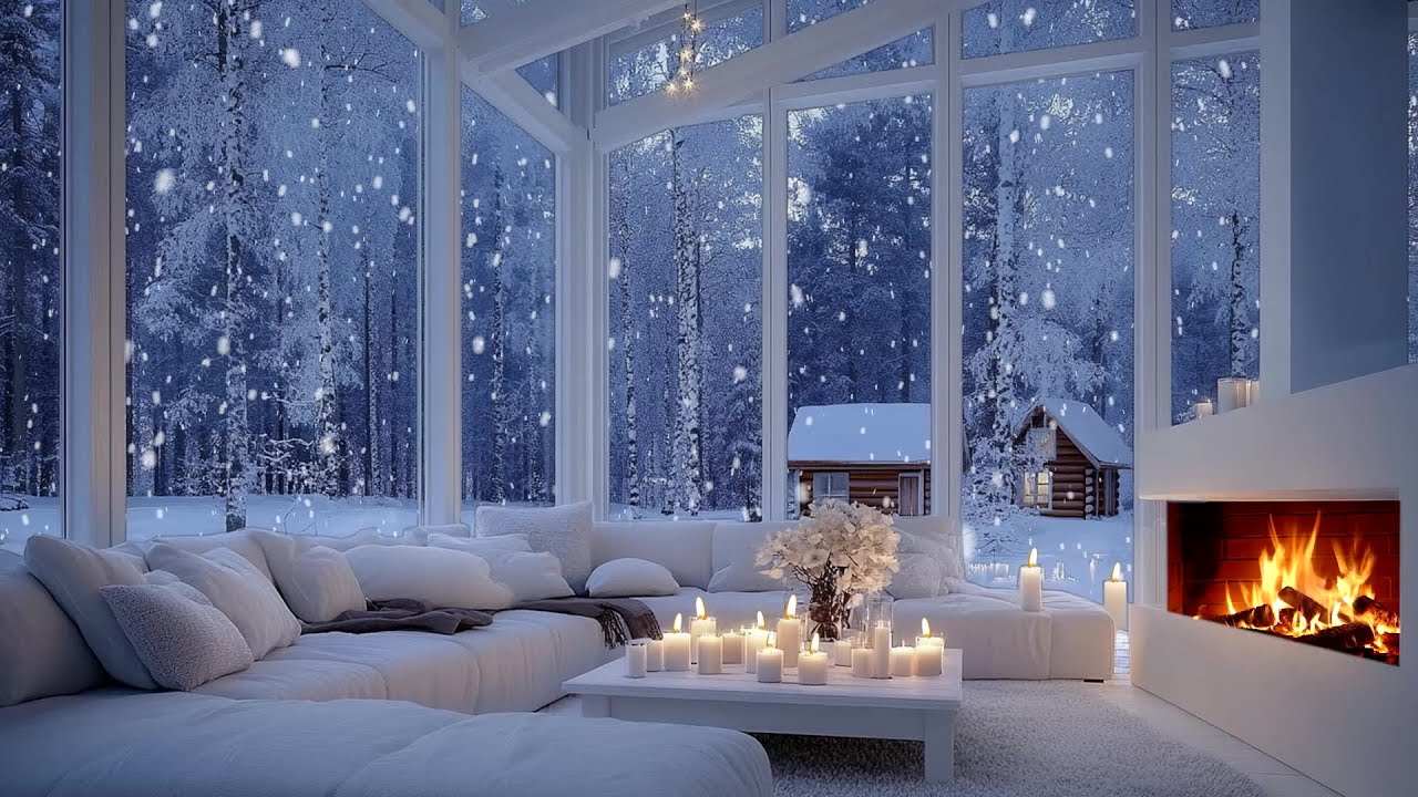 ❄️ Snowy Cabin Ambience Framed by Gentle Piano | Quiet Winter Night | Deep Meditation, Sharp Focus