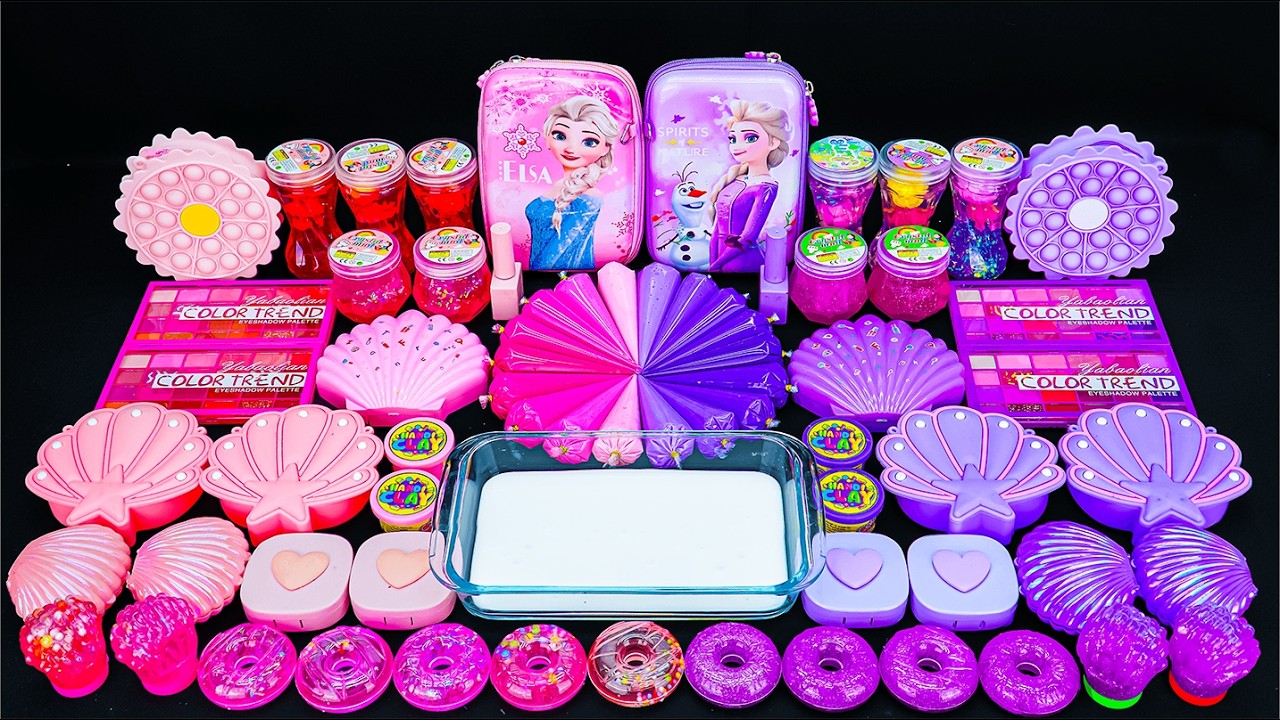 FROZEN ELSA SLIME 💜❄ 129 Minutes Satisfying Slime Mixing with Glossy Seashells & Piping Bags
