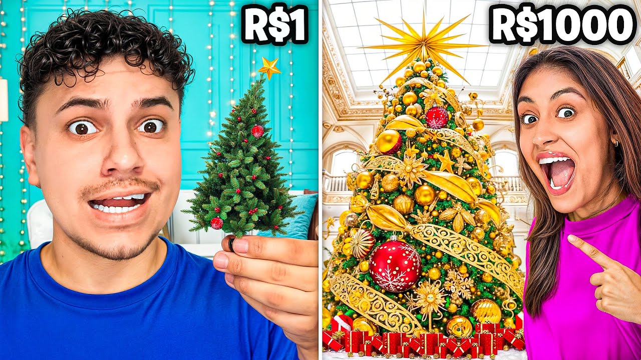 ÁRVORE DE NATAL DE 1 REAL vs 1000 REAIS