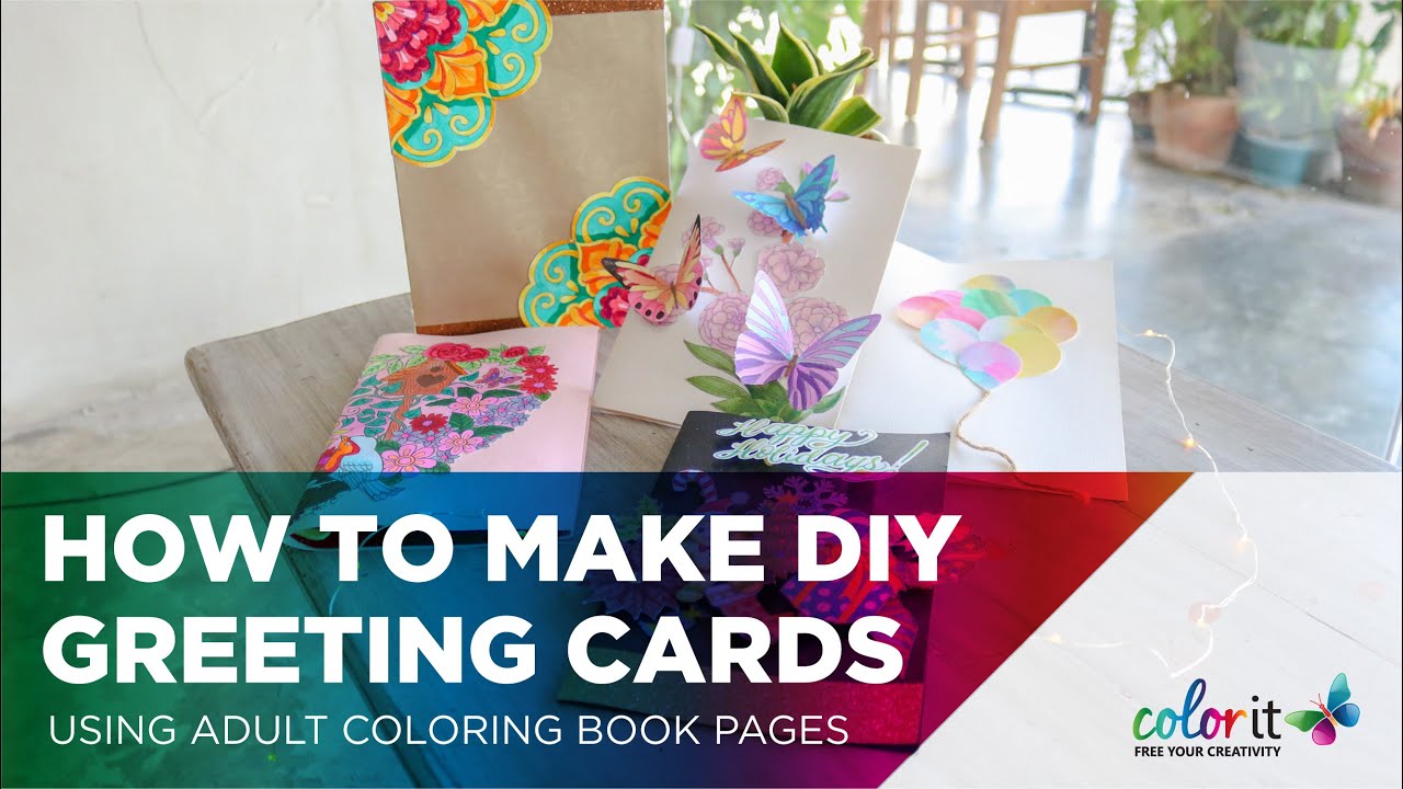 How To Make DIY Greeting Cards Using Adult Coloring Book Pages