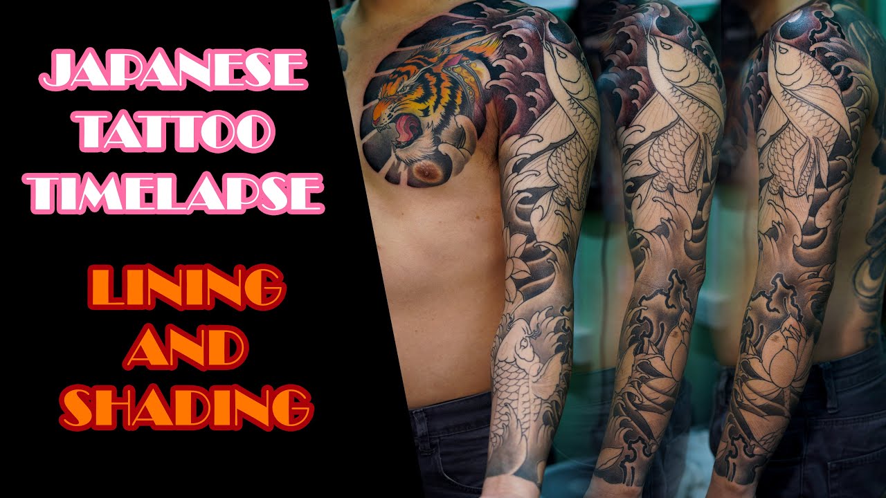 JAPANESE TATTOO TIMELAPSE | Lining and shading