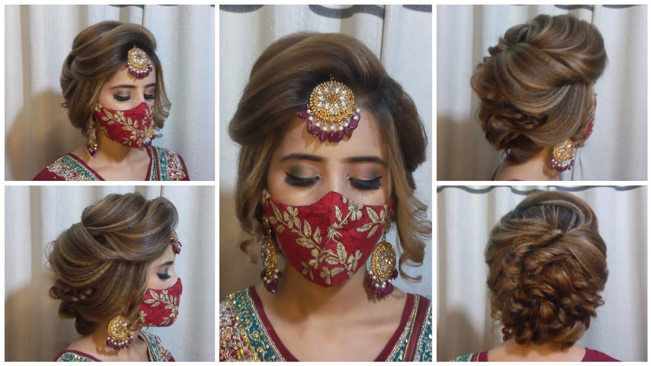 Messy bun wedding hair tutorial | indian bridal hairstyle front side |messy hairstyle for engagement