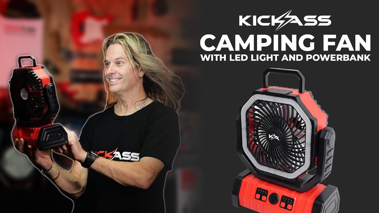 The 12V Camping Fan from KickAss &ndash; with LED light and Power Bank