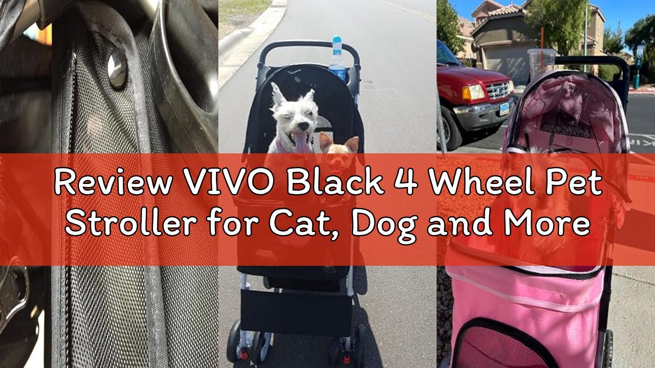 Review VIVO Black 4 Wheel Pet Stroller for Cat, Dog and More, Foldable Carrier Strolling Cart, STROL