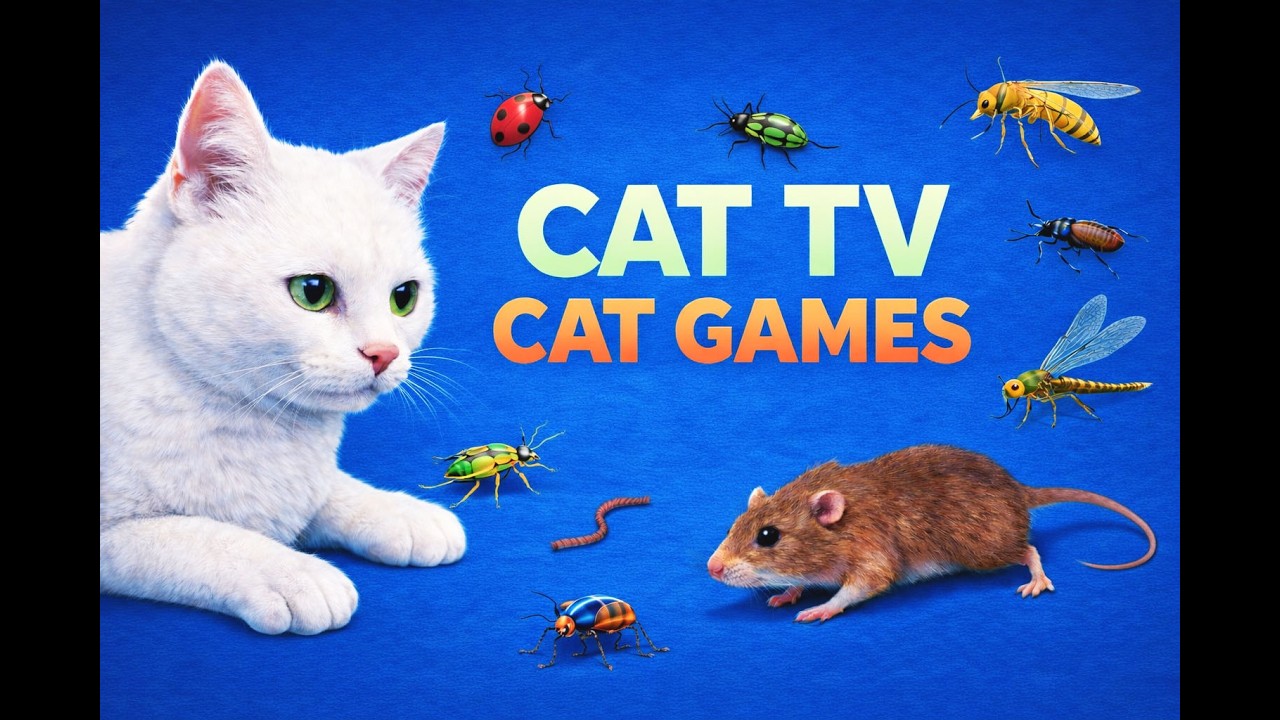 🐱 Realistic 3D Cat Games for Cats to Watch 🐞4 Hours Ultimate CAT TV Fun 🦎 Bug Attack & Lizard Action