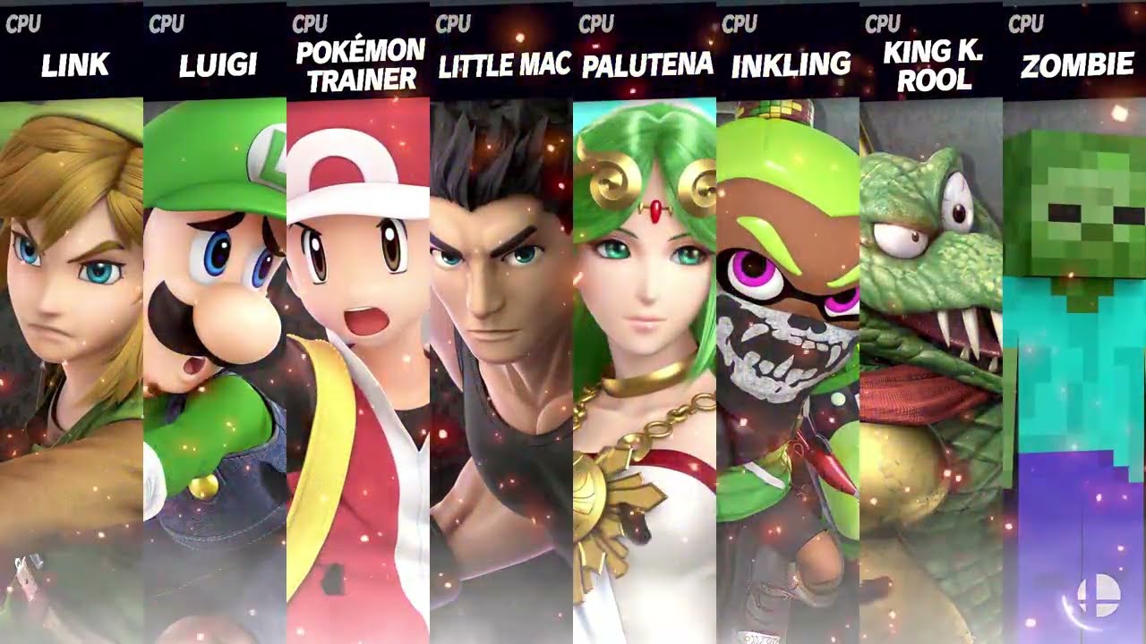 Smash Ultimate EX Link VS Luigi VS Red VS Little Mac VS Palutena VS Inkling VS K. Rool VS Zombie