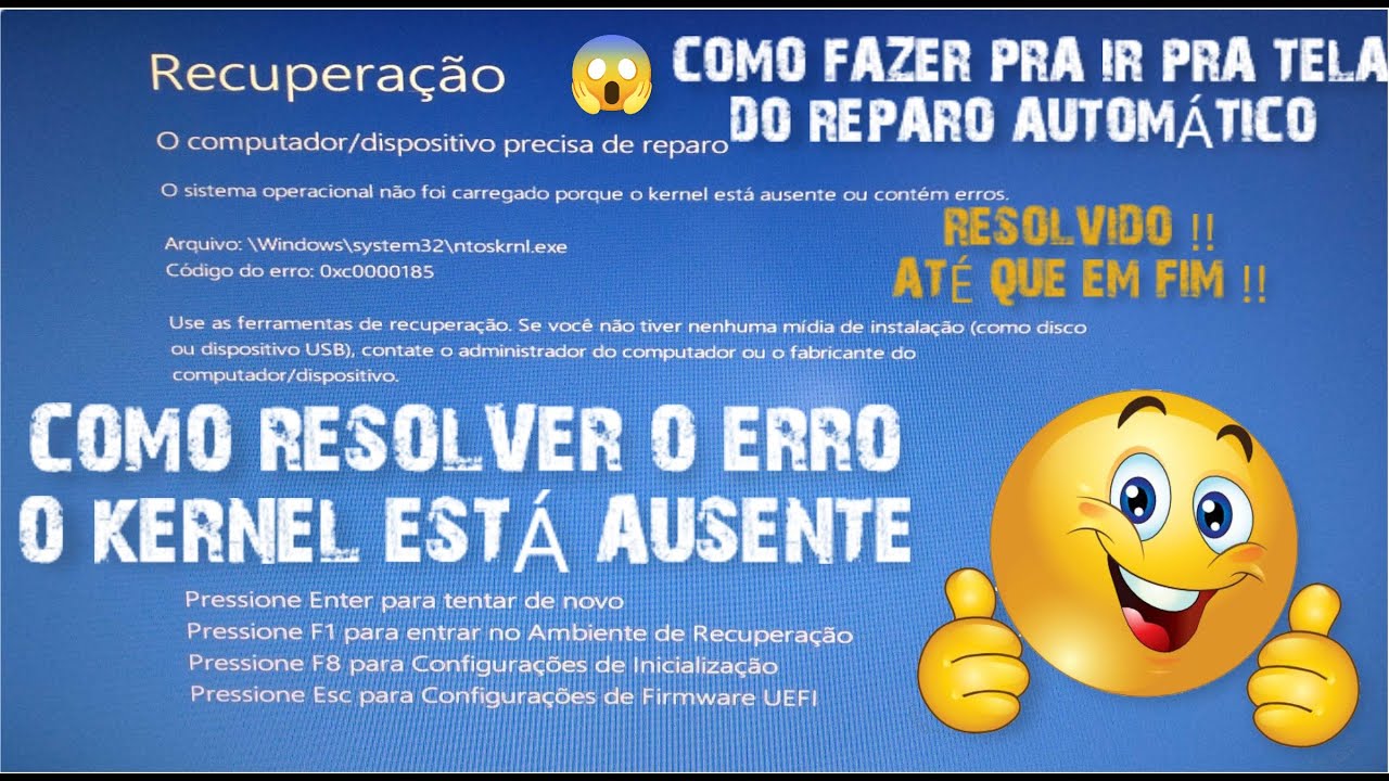 COMO SAIR DA TELA RECUPERAÇÃO E RESOLVER  O ERRO( KERNEL ESTÁ AUSENTE )
