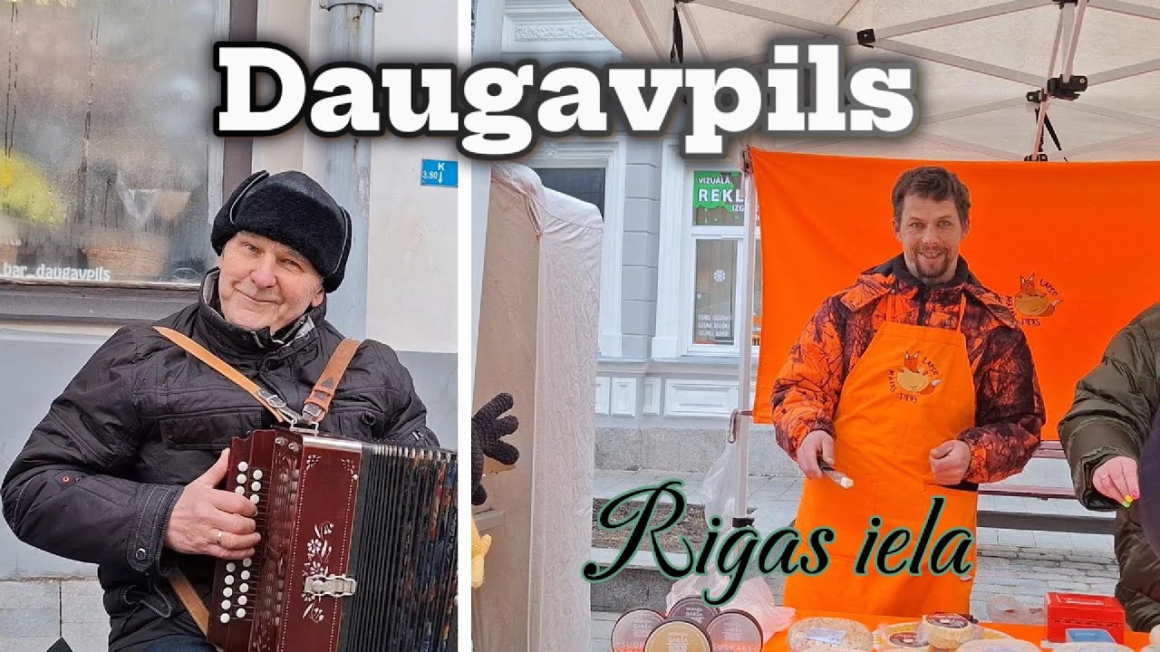 Latvija Daugavpils Традиционный базарчик на Rigas iela Первый в этом году Весёлый музыкант