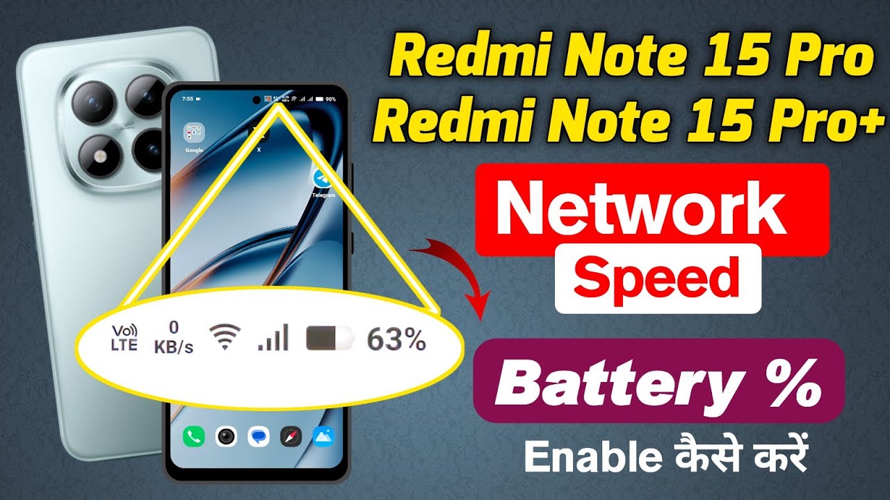 Redmi note 15 pro plus me network speed show kaise kare , redmi note 15 Pro battery percentage 