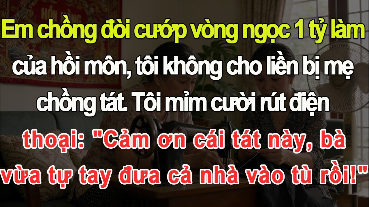 Em chồng đòi cướp vòng ngọc 1 tỷ, bị mẹ chồng tát, tôi mỉm cười rút điện thoại: đưa cả nhà vào tù.
