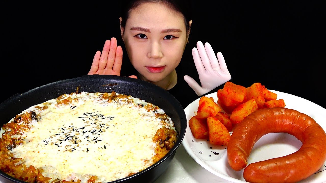 김치크림볶음밥 킬바사 소세지 먹방 Mukbang Eating Sound