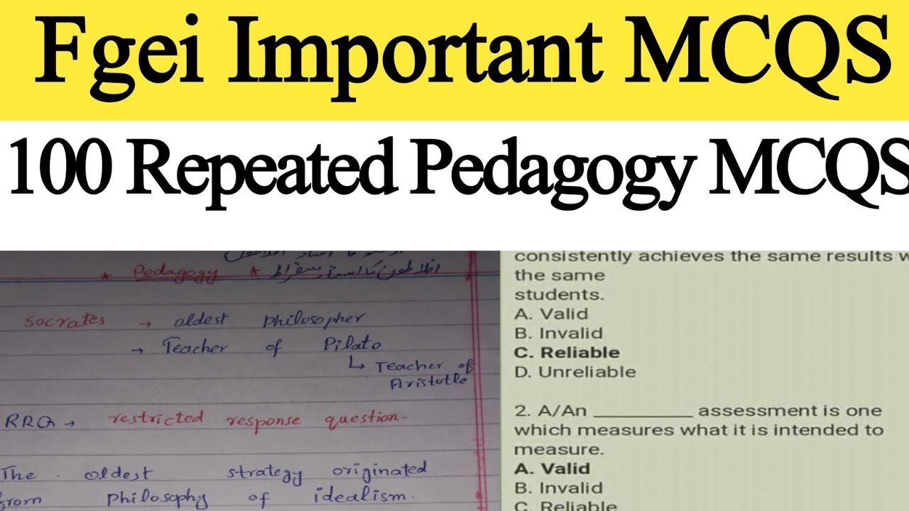 fgei past paper - pedagogy past paper - education past paper - pedagogy mcq
