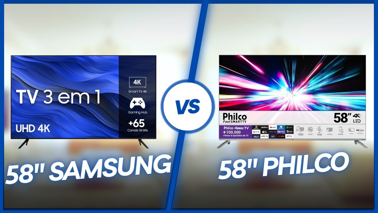 ⭐️TV 58 POLEGADAS: Samsung ou Philco? Comparativo  Smart TV Samsung CU7700 e Philco PTV58G7UR2CSBL