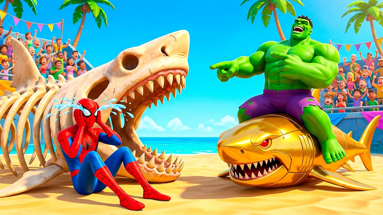 🦈🕷️ SPIDERMAN Wins The Magic Giant SHARK Racing Championship – Epic Racing Challenge