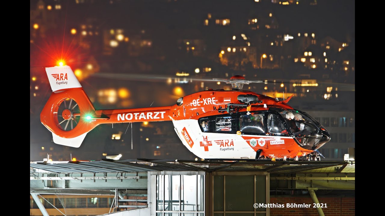 !Rare! RK2 I ARA Flugrettung I H145 I OE-XRE I Takeoff Katharinenhospital Stuttgart 22.12.2021