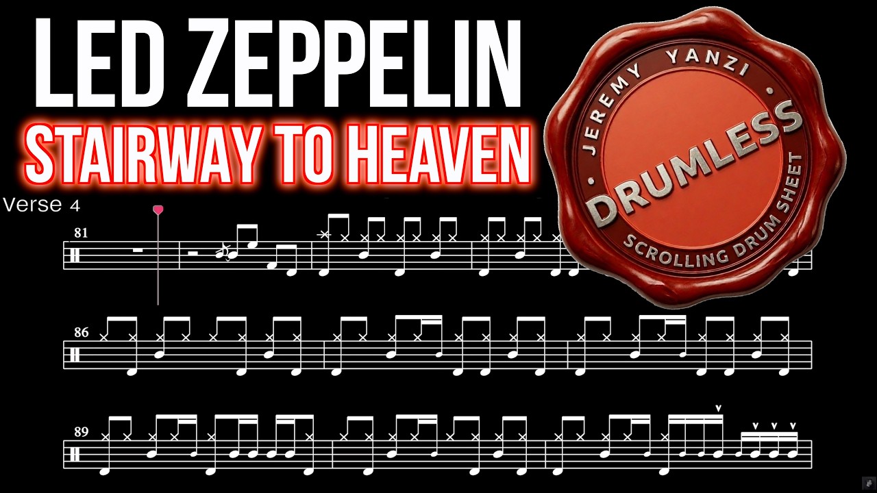 Led Zeppelin - Stairway To Heaven - Drumless (with scrolling drum sheet)