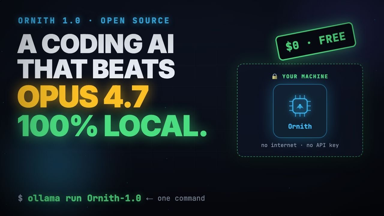 Ornith 1.0: A Coding AI That Beats Opus 4.7 &mdash; Free & 100% Local