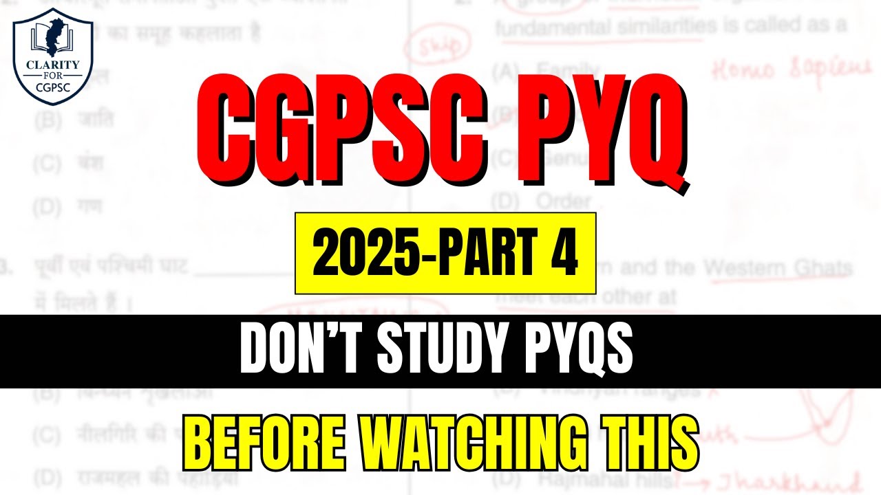 CGPSC PYQ 2025 - Part 4 | Prelims Solved Paper & Tricks