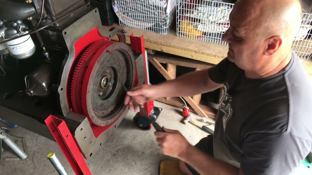 David Brown 990 restoration, resetting the flywheel and clutch cover plate #29