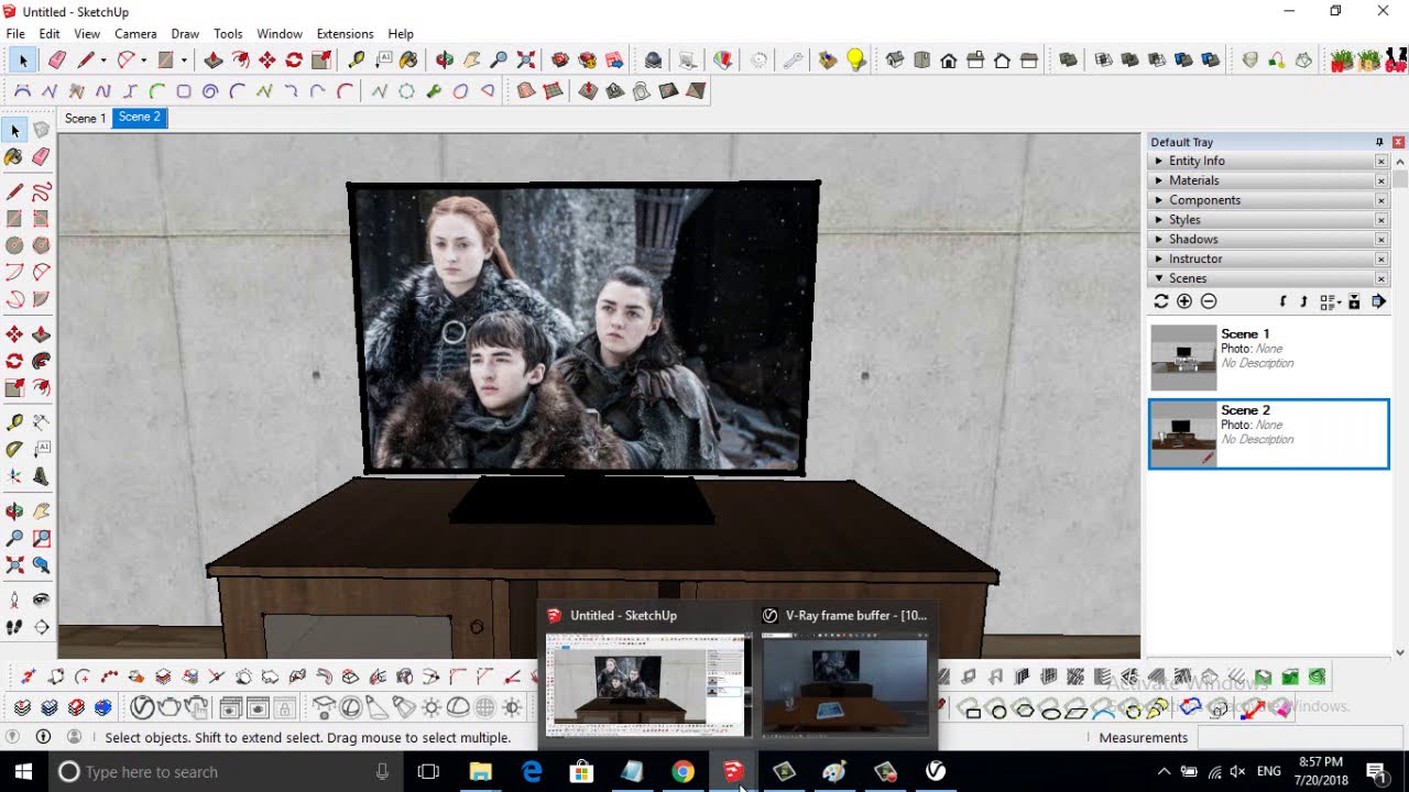 SketchUp Vray Tutorial : Tv screen light