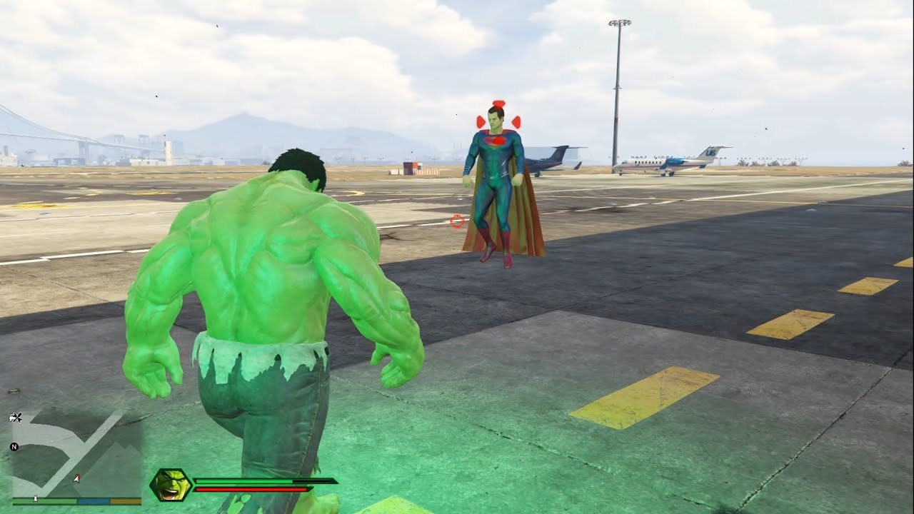 HULK MCU vs SUPERMAN BvS 💥 First Clash Begins! | GTA 5 Mods Part 1