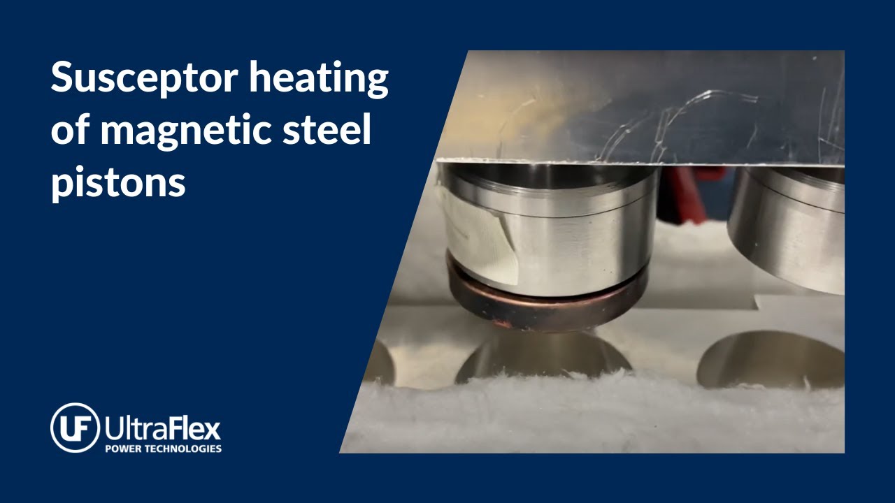 Susceptor heating of magnetic steel pistons
