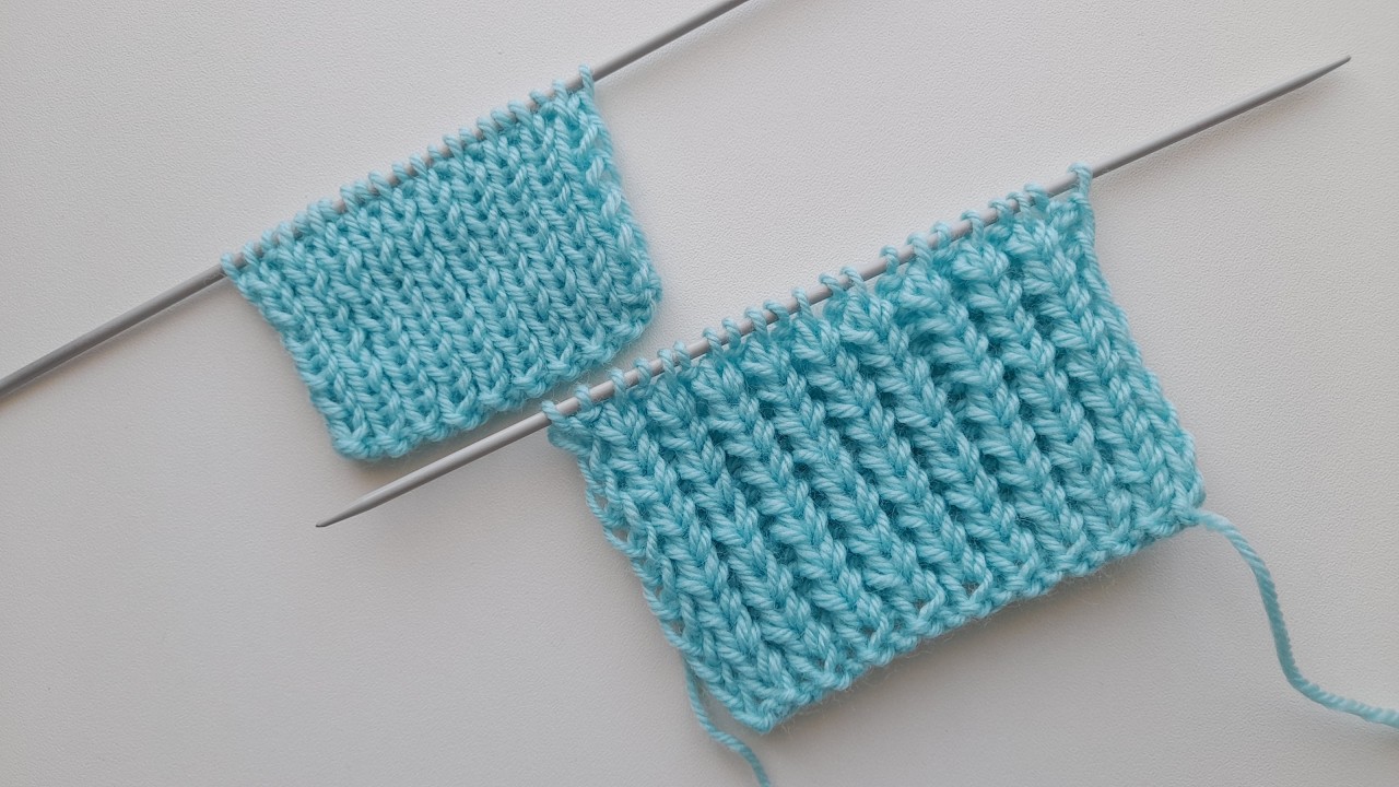 Eine zusätzliche Masche macht das Rippenmuster doppelt so flauschig und warm  Einfache Stricktechnik