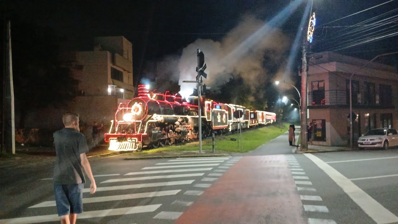 [4K] Maria Fumaça Natalina vindo de Guaramirim-SC e indo direto pra Estação de Jaraguá do Sul-SC.